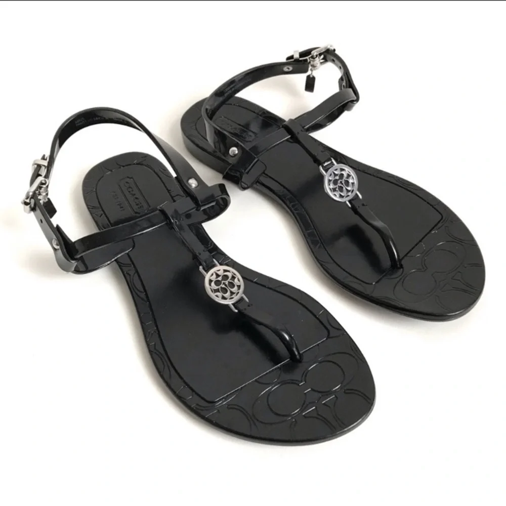 Coach Pansy Black Jelly Sandals Size 9B